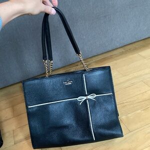 Kate Spade Black Tote with White Bow Accent